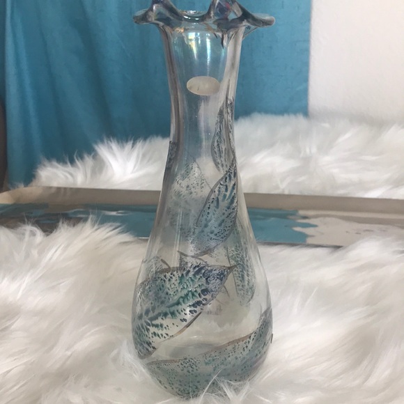 Bud Vase Hand Painted Glass Handmade Unique European Home Accent Decor Gift - Picture 3 of 4